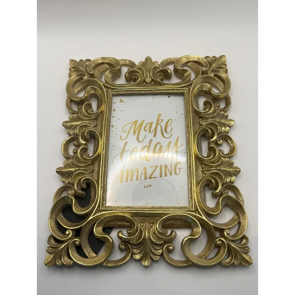 Restoration Hardware Gold Baroque Style 4x6 Picture Frame Tabletop Decor